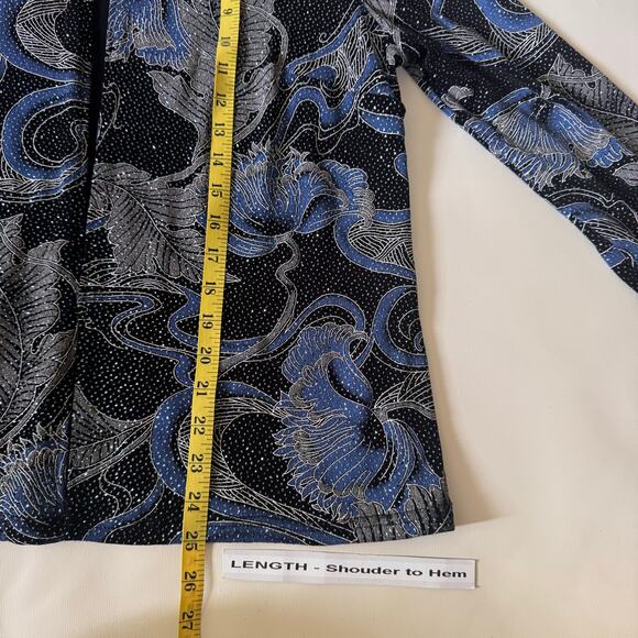 Vintage Onxy Nite Cardigan Set Womens Blue Sparkle Event MOB Made in USA size XL - Picture 10 of 12